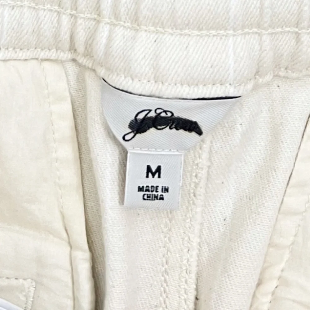 NEW J. Crew Tie Waist Camp Pant in Denim Stripe Ecru/White
